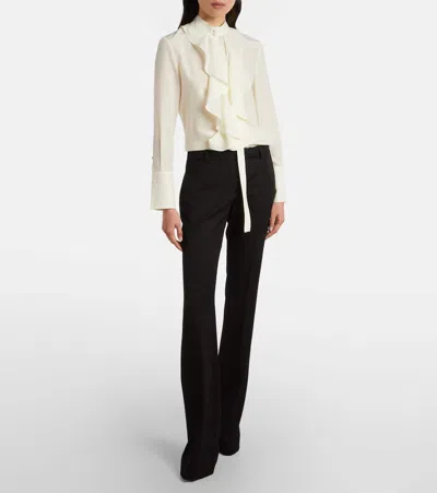 Alexander Mcqueen Ruffled Silk Blouse In White
