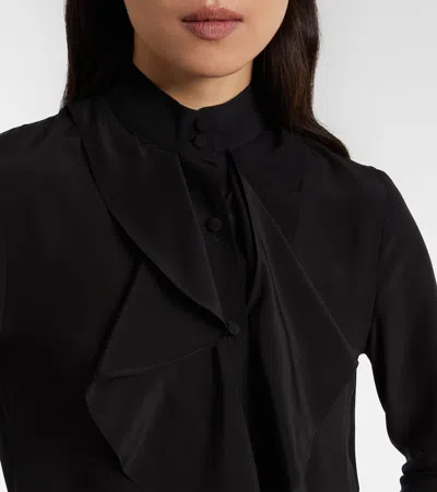 Alexander Mcqueen Ruffled Silk Blouse In Black