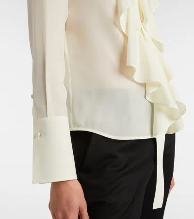 Alexander Mcqueen Ruffled Silk Blouse In White