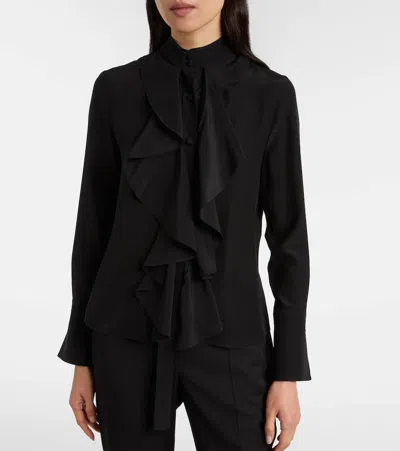 Alexander Mcqueen Ruffled Silk Blouse In Black