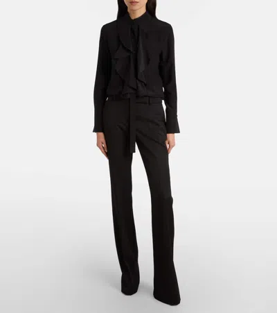 Alexander Mcqueen Ruffled Silk Blouse In Black