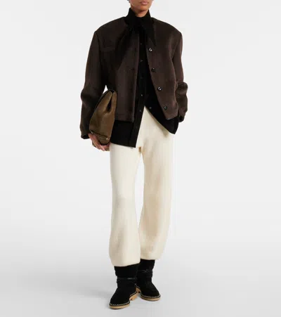 Aquazzura Megeve Shearling-trimmed Suede Ankle Boots In Black