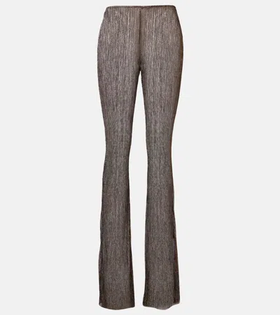 Cala De La Cruz Dries Sequined Flared Pants In Brown