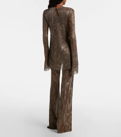 Cala De La Cruz Dries Sequined Flared Pants In Brown