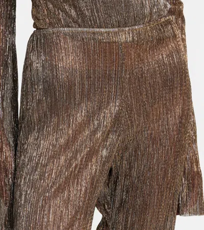 Cala De La Cruz Dries Sequined Flared Pants In Brown