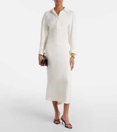 Victoria Beckham Asymmetric Cady Midi Dress In White