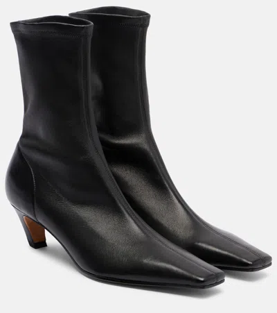 Khaite Pointed Toe Ankle Boots With Smooth Lamb Leather In Black