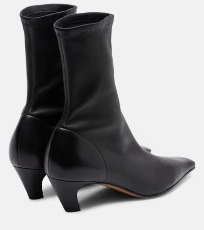 Khaite Pointed Toe Ankle Boots With Smooth Lamb Leather In Black