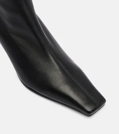 Khaite Pointed Toe Ankle Boots With Smooth Lamb Leather In Black