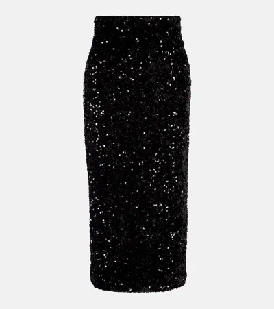 Vince Sequin-embellished Midi Skirt In Black