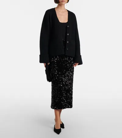 Vince Sequin-embellished Midi Skirt In Black