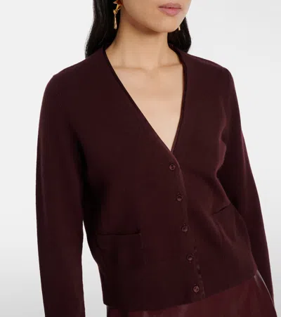 Vince Wool And Cashmere-blend Cardigan In Burgundy