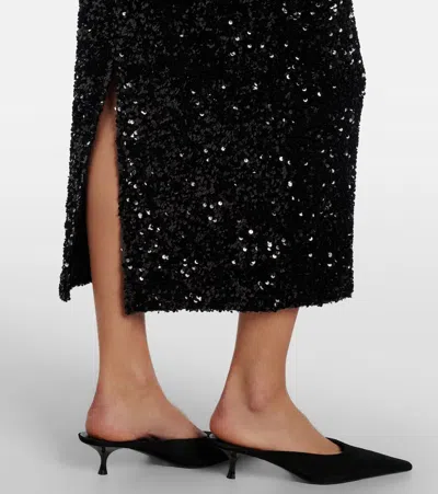 Vince Sequin-embellished Midi Skirt In Black