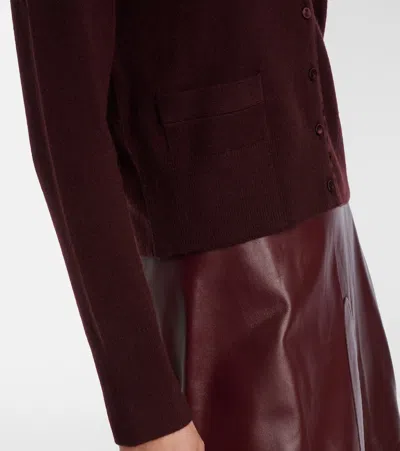 Vince Wool And Cashmere-blend Cardigan In Burgundy