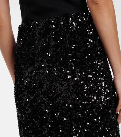 Vince Sequin-embellished Midi Skirt In Black