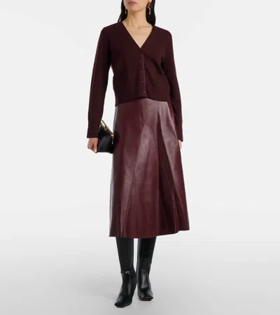 Vince Wool And Cashmere-blend Cardigan In Burgundy
