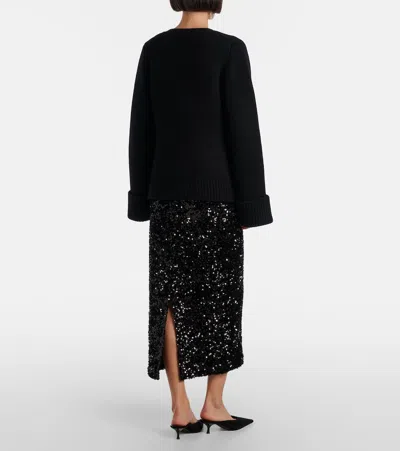 Vince Sequin-embellished Midi Skirt In Black