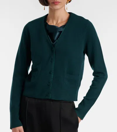 Vince Wool And Cashmere-blend Cardigan In Green