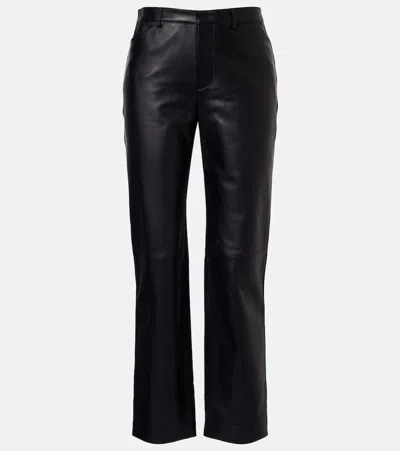 Vince Leather Cropped Straight Pants In Multi