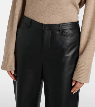 Vince Leather Cropped Straight Pants In Multi