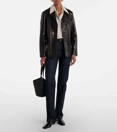 Nili Lotan Tristan Leather Jacket In Brown