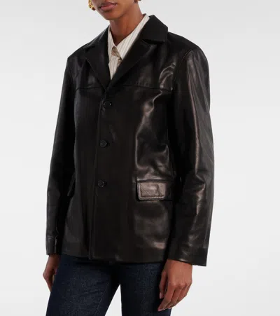 Nili Lotan Tristan Leather Jacket In Brown