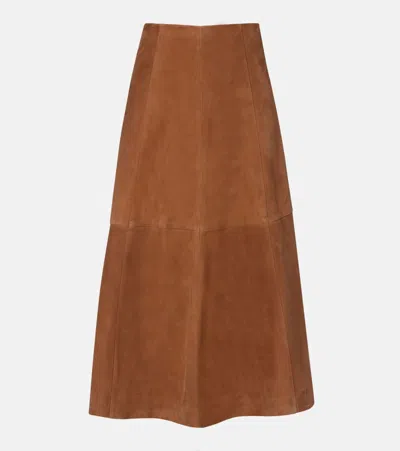 Simkhai Bonnie Suede Midi Skirt In Brown