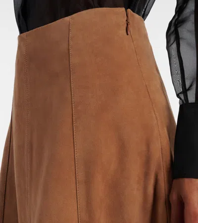 Simkhai Bonnie Suede Midi Skirt In Brown