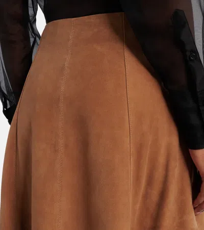 Simkhai Bonnie Suede Midi Skirt In Brown