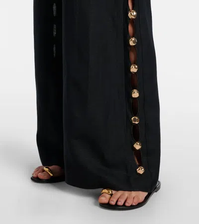 Simkhai Linen-blend Wide-leg Pants In Black