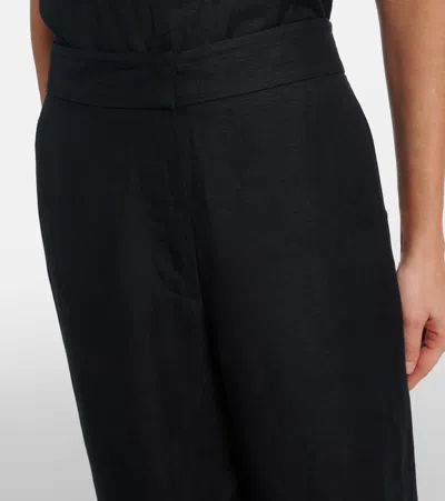 Simkhai Linen-blend Wide-leg Pants In Black