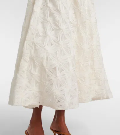 Simkhai Mindy Embroidered Midi Skirt In Neutral