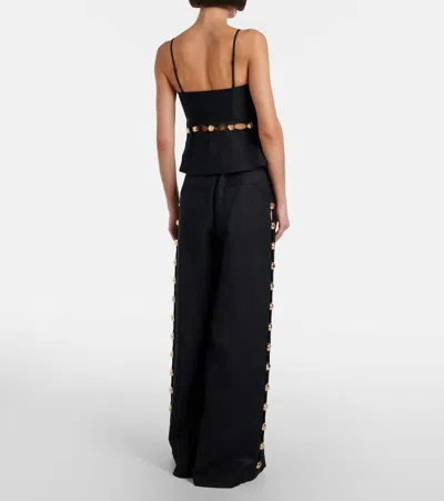 Simkhai Linen-blend Wide-leg Pants In Black