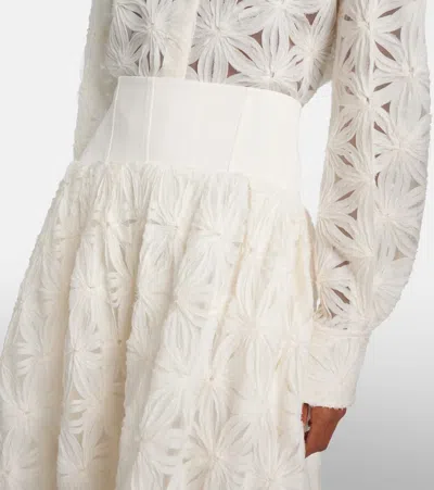 Simkhai Mindy Embroidered Midi Skirt In Neutral