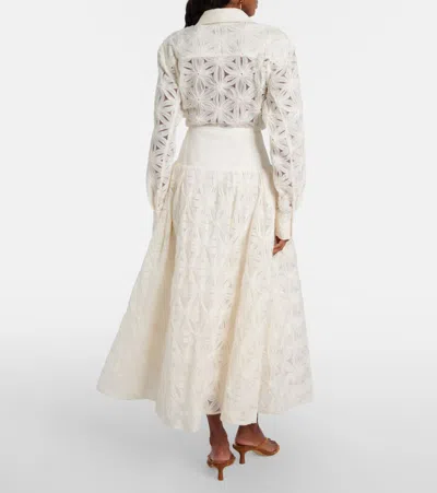 Simkhai Mindy Embroidered Midi Skirt In Neutral