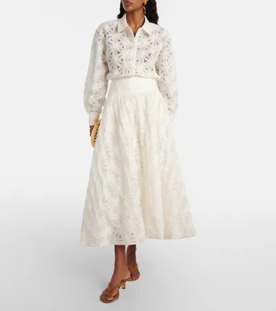 Simkhai Mindy Embroidered Midi Skirt In Neutral