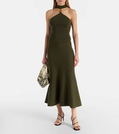 Simkhai Layne Wool Midi Skirt In Green