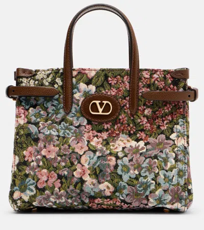 Valentino Antibes Small Floral Jacquard Tote Bag In Multi