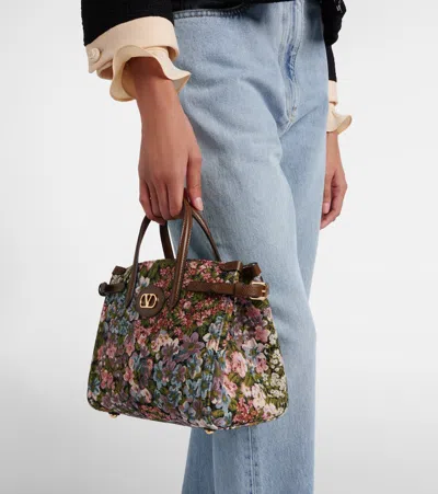 Valentino Antibes Small Floral Jacquard Tote Bag In Multi