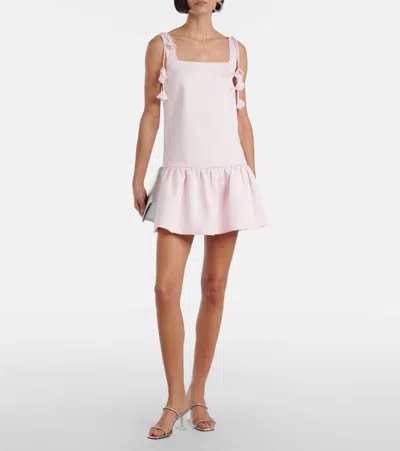 Self-portrait Womens Self Portrait Flower-embellished Woven Mini Dress In Pink