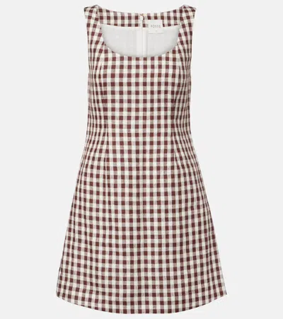 Posse Sadie Gingham Linen Minidress In Brown