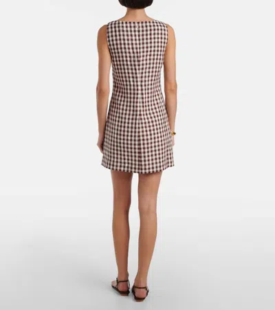 Posse Sadie Gingham Linen Minidress In Brown