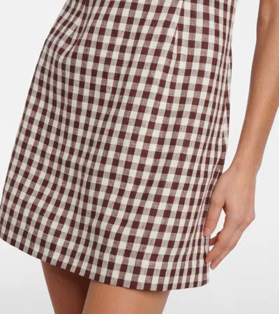 Posse Sadie Gingham Linen Minidress In Brown