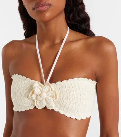 Zimmermann Awaken Embellished Crocheted Cotton Halterneck Bikini In White