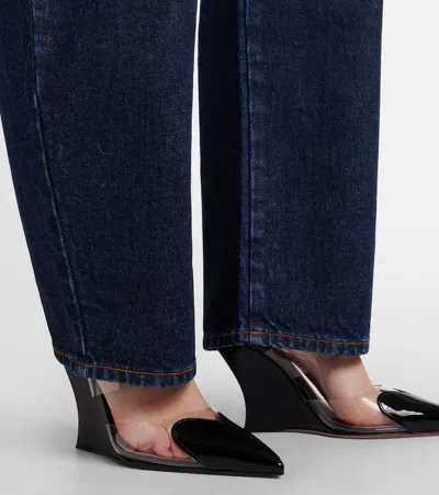 LE CAUR 90 PU材质与皮革坡跟穆勒鞋