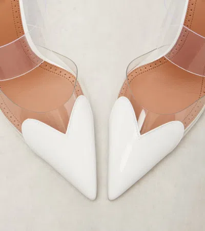 Alaïa Le Caur 90 Patent Leather Wedge Mules In White