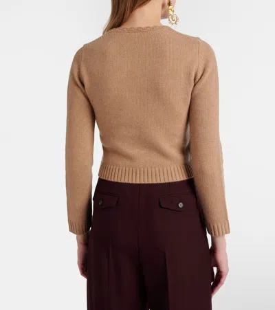 Chloé Logo Wool And Cashmere Sweater In Brown
