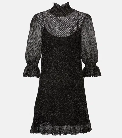 Chloé Ruffled Lamé Minidress In Black