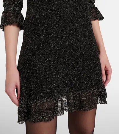 Chloé Ruffled Lamé Minidress In Black