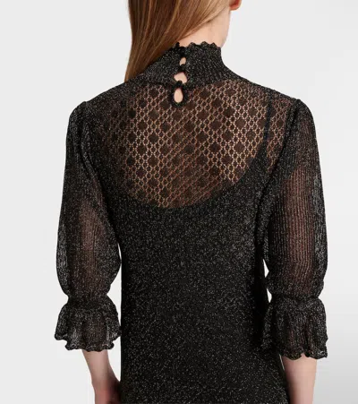 Chloé Ruffled Lamé Minidress In Black